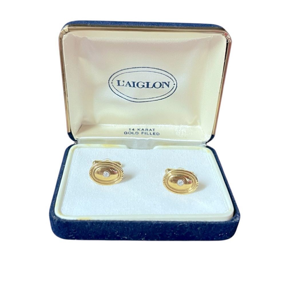 Vintage L’aiglon 14K GF Diamond Cufflinks